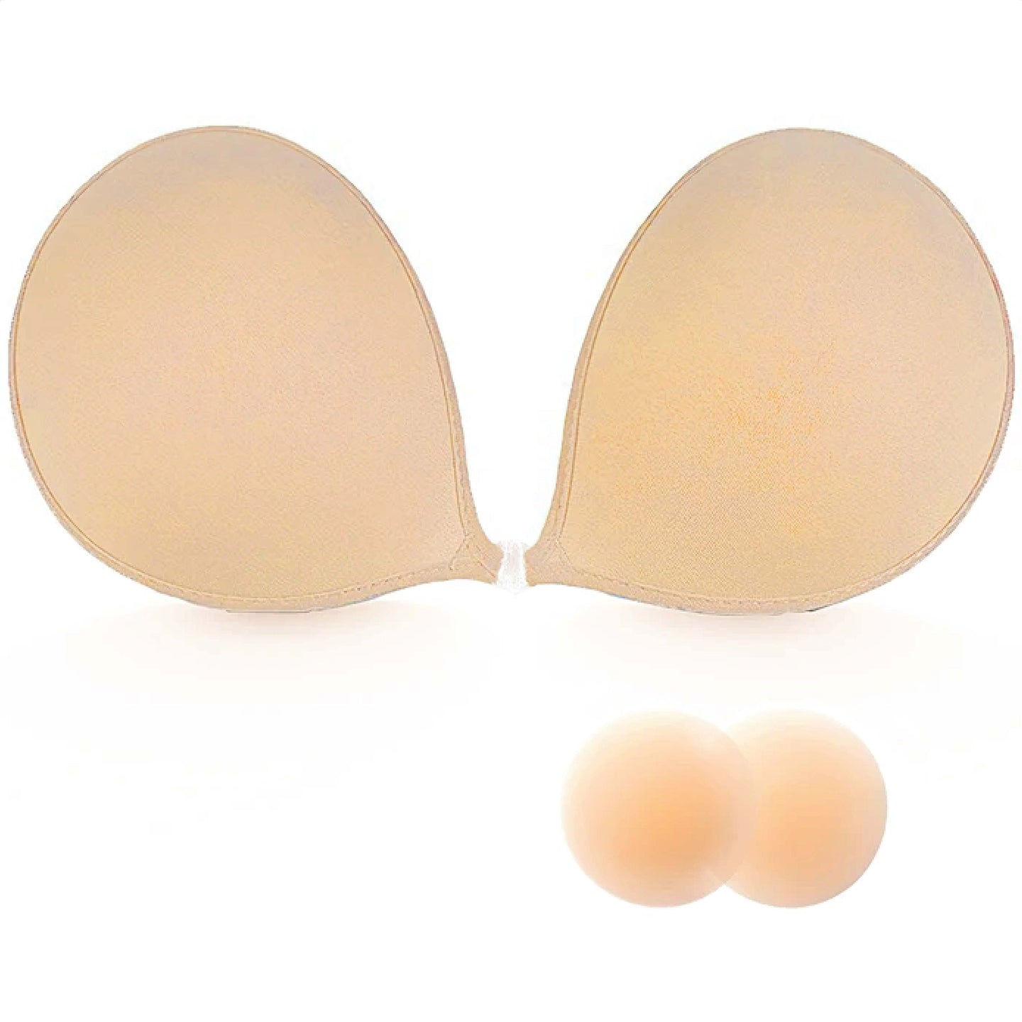 Invisible bra has 5 star reviews. Comes in sizes B, C, and D